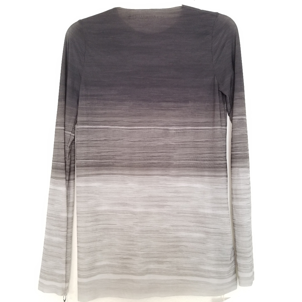 Norma Kamali Ombre Laser Cut Round Neck Long Sleeve Top Black Gray Size … - Picture 4 of 5